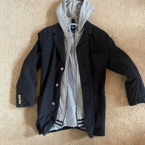 GAP Kids Boys Size XL Black Pinstripe Blazer with Sweatshirt Lining